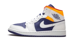 Air Jordan 1 Mid White Laser Orange Deep Royal Blue